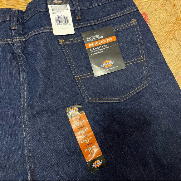 NWT Mens Dickies 5 Pocket Work Jeans 50 x 30 Regular Fit Straight Leg Jeans NWT - Picture 4 of 7